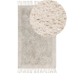 Dywan shaggy bawełniany 80 x 150 cm beżowy BITLIS Dywan shaggy bawełniany 80 x 150 cm beżowy BITLIS
