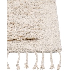 Dywan shaggy bawełniany 80 x 150 cm beżowy BITLIS Dywan shaggy bawełniany 80 x 150 cm beżowy BITLIS