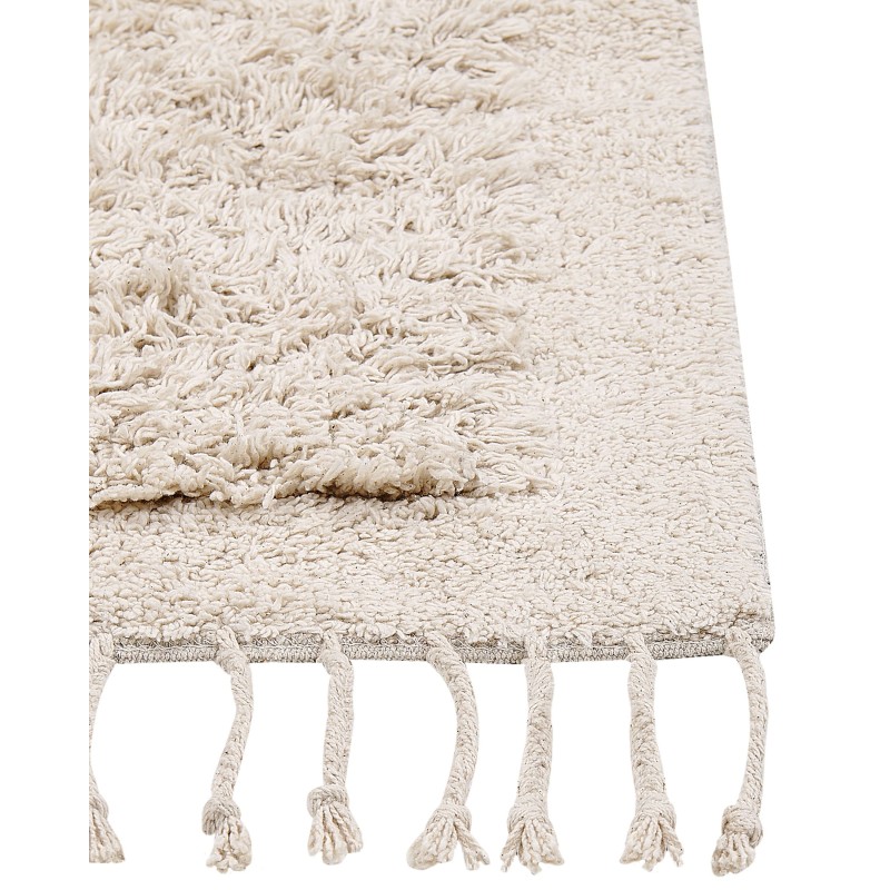 Dywan shaggy bawełniany 80 x 150 cm beżowy BITLIS Dywan shaggy bawełniany 80 x 150 cm beżowy BITLIS