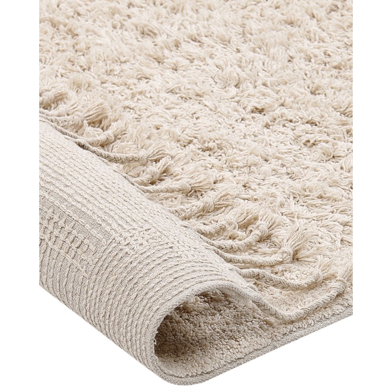 Dywan shaggy bawełniany 80 x 150 cm beżowy BITLIS Dywan shaggy bawełniany 80 x 150 cm beżowy BITLIS