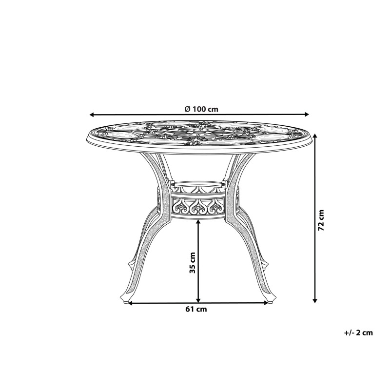 Stół ogrodowy SAPRI 100 cm 100 cm Metal Ciemnobrązowy Stół ogrodowy SAPRI 100 cm 100 cm Metal Ciemnobrązowy