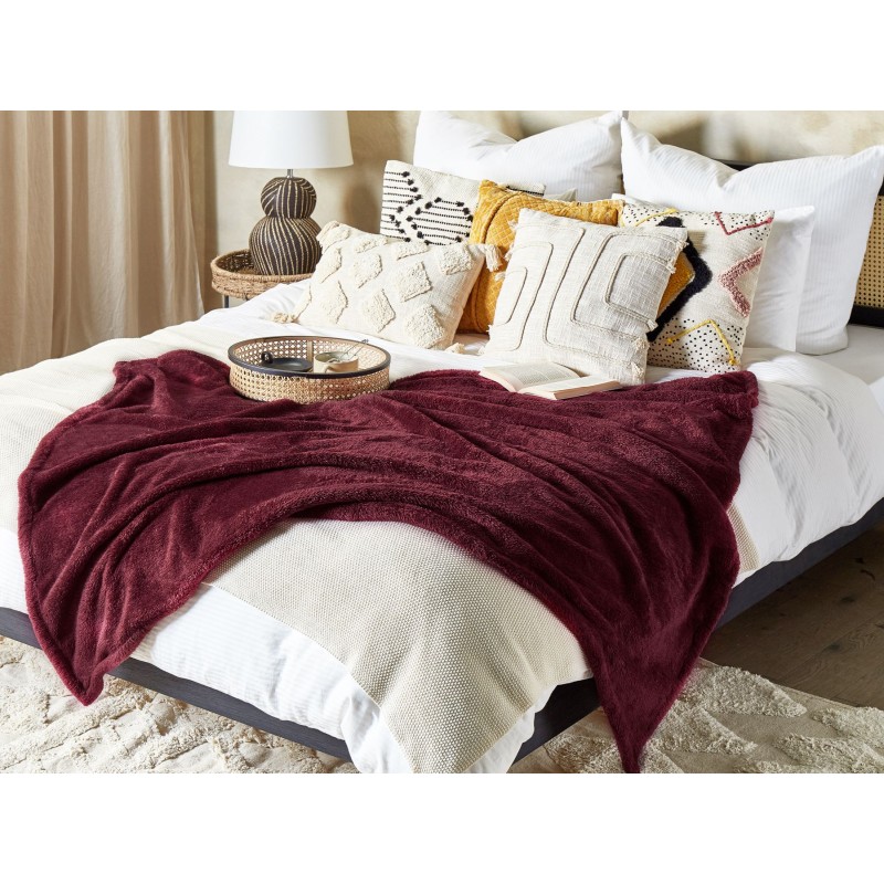 Koc NAMDU 125 x 150 cm Burgundowy Koc NAMDU 125 x 150 cm Burgundowy