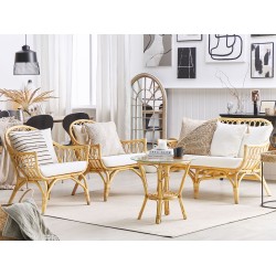 Zestaw ogrodowy ze stolikiem dla 4 osób SIBARI Rattan Naturalny Zestaw ogrodowy ze stolikiem dla 4 osób SIBARI Rattan Naturalny