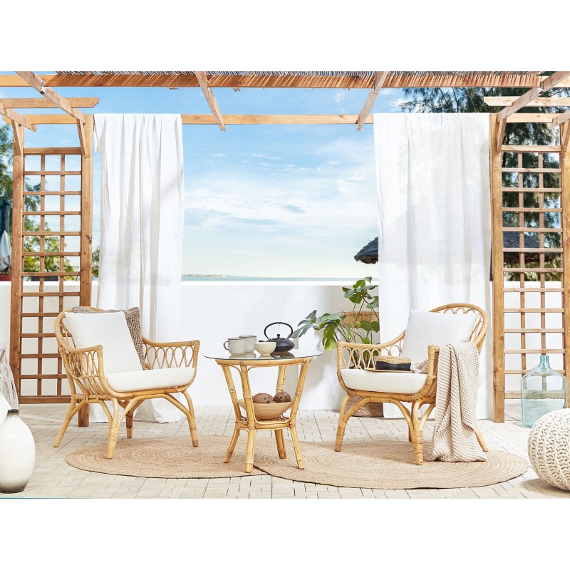 Zestaw ogrodowy ze stolikiem dla 4 osób SIBARI Rattan Naturalny Zestaw ogrodowy ze stolikiem dla 4 osób SIBARI Rattan Naturalny