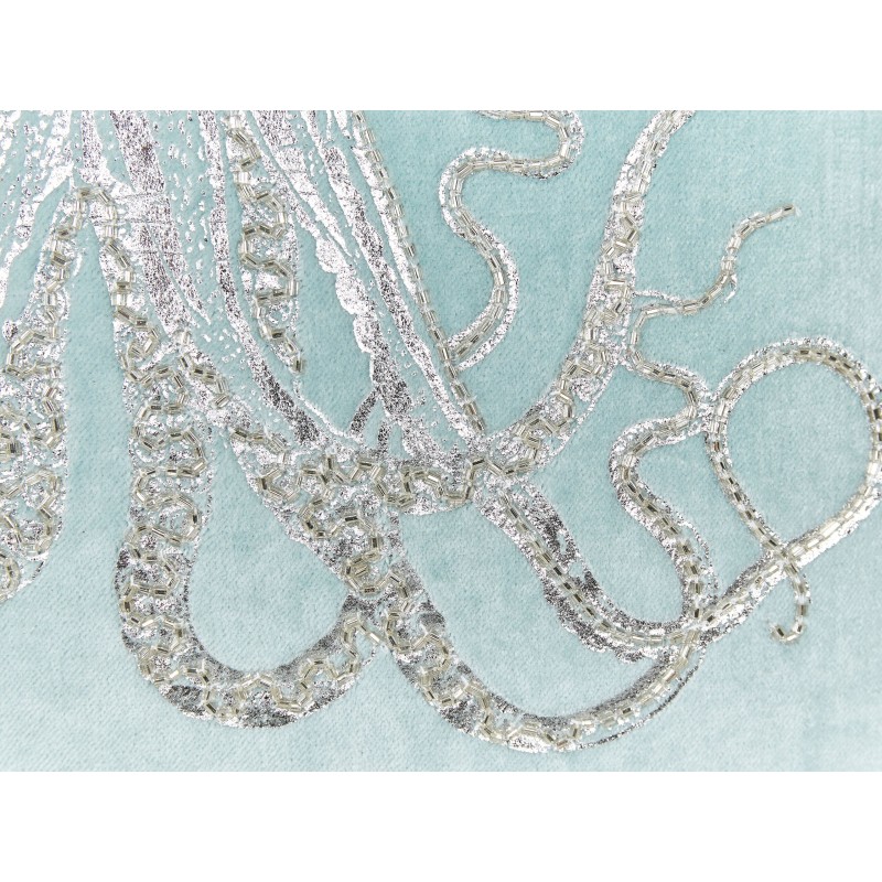 Zestaw 2 poduszek dekoracyjnych LAMINARIA Welur 45 x 45 cm Błękitny Wzór zwierzęcy Zestaw 2 poduszek dekoracyjnych LAMINARIA Welur 45 x 45 cm Błękitny Wzór zwierzęcy