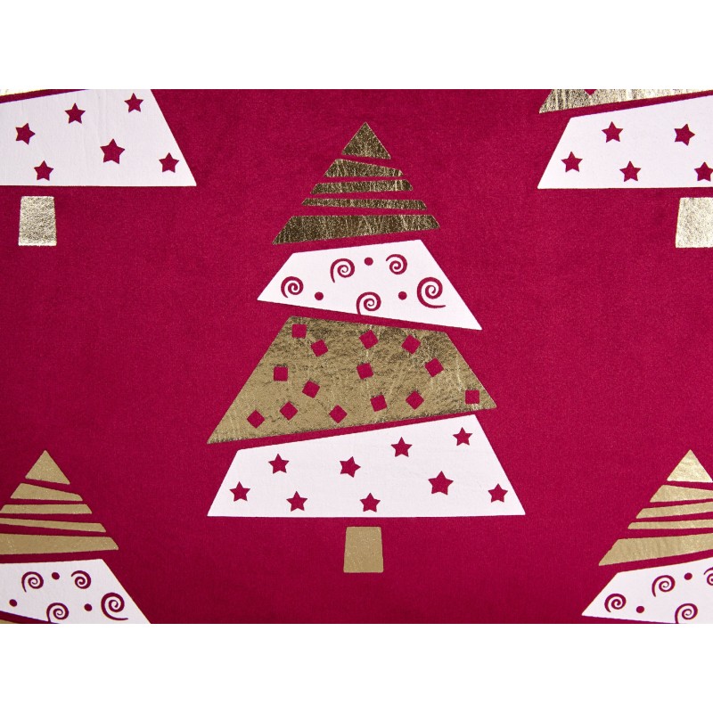 Zestaw 2 poduszek dekoracyjnych GOLDSPRUCE Welur 45 x 45 cm Czerwony Wzór świąteczny Zestaw 2 poduszek dekoracyjnych GOLDSPRUCE Welur 45 x 45 cm Czerwony Wzór świąteczny