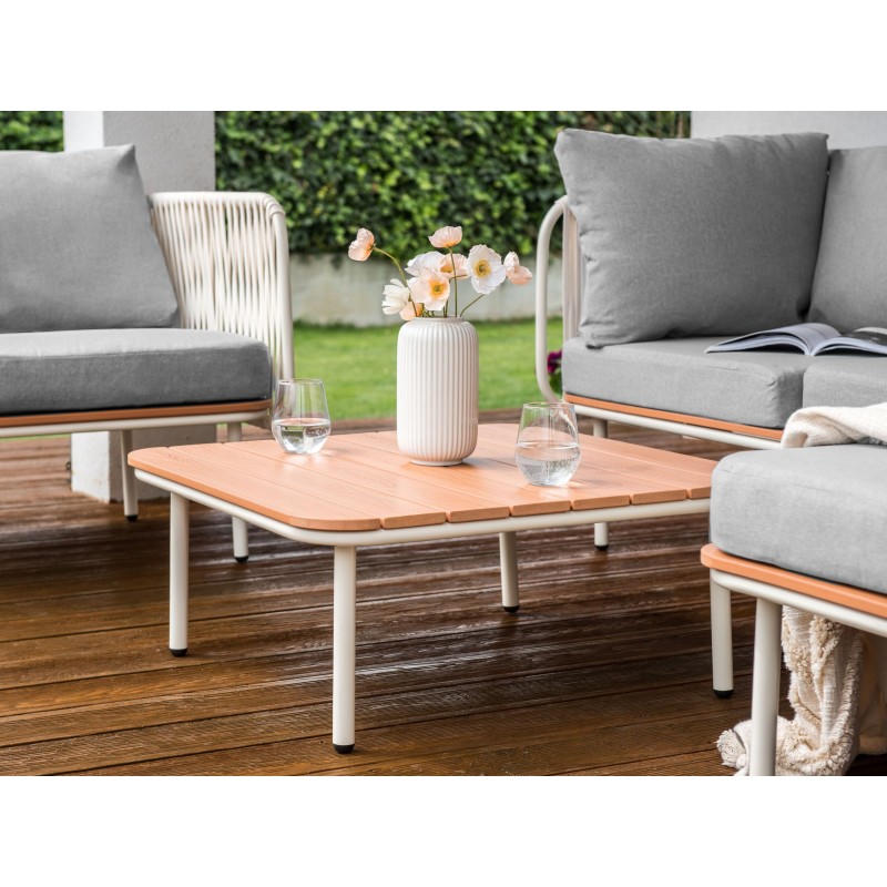 Stolik kawowy ogrodowy SENISE 74 cm 74 cm Metal Brązowy Stolik kawowy ogrodowy SENISE 74 cm 74 cm Metal Brązowy