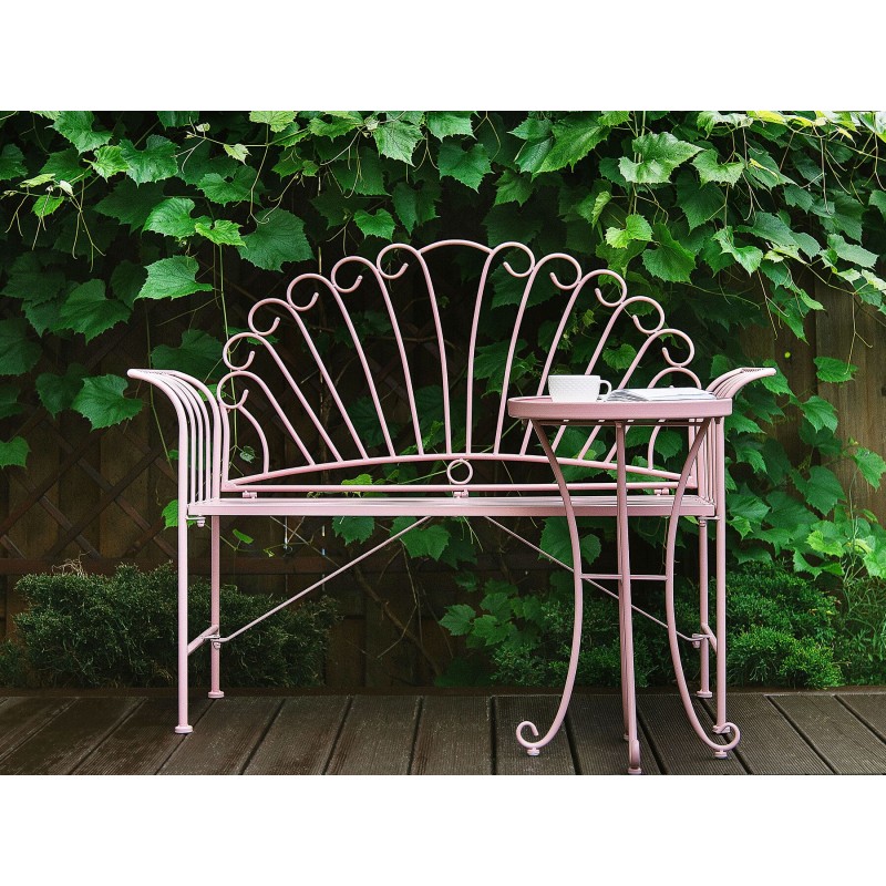 Stolik ogrodowy CAVINIA 40 cm 40 cm Metal Różowy Stolik ogrodowy CAVINIA 40 cm 40 cm Metal Różowy