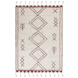 Dywan bawełniany 160 x 230 cm biało-czerwony KENITRA Dywan bawełniany 160 x 230 cm biało-czerwony KENITRA