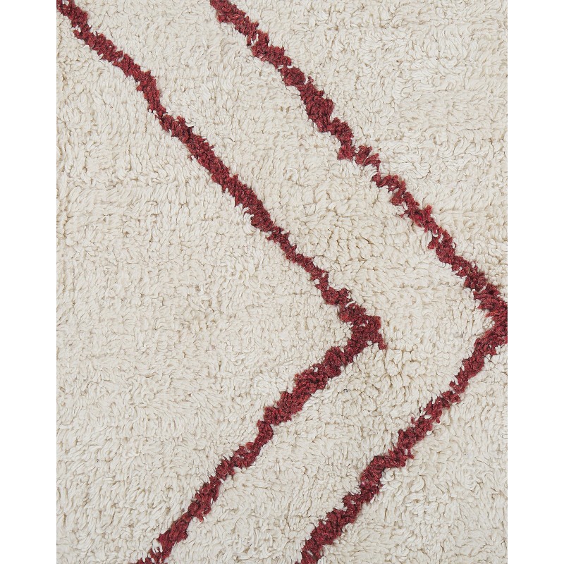 Dywan bawełniany 160 x 230 cm biało-czerwony KENITRA Dywan bawełniany 160 x 230 cm biało-czerwony KENITRA