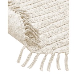Dywan okrągły bawełniany ø 140 cm beżowy HALFETI Dywan okrągły bawełniany ø 140 cm beżowy HALFETI