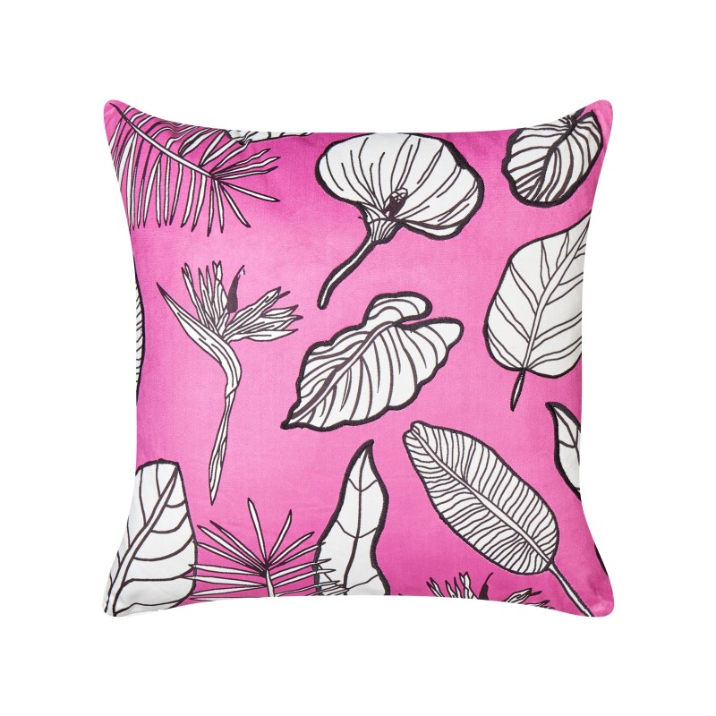Zestaw 2 poduszek dekoracyjnych MALVA Welur 45 x 45 cm Różowy Wzór kwiatowy Zestaw 2 poduszek dekoracyjnych MALVA Welur 45 x 45 cm Różowy Wzór kwiatowy