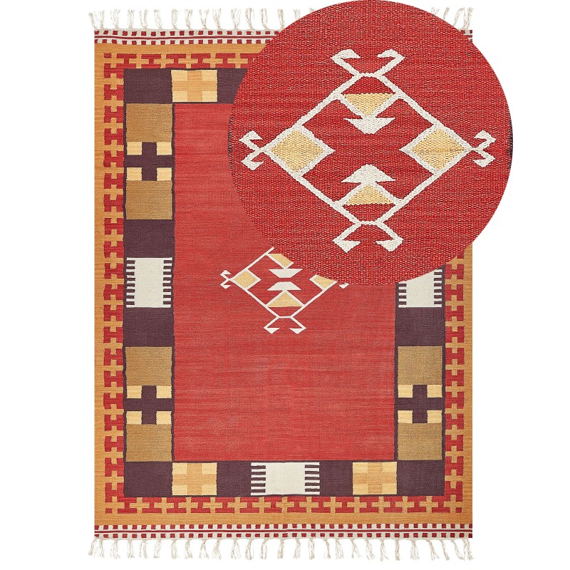 Dywan bawełniany kilim 160 x 230 cm wielokolorowy PARAKAR Dywan bawełniany kilim 160 x 230 cm wielokolorowy PARAKAR