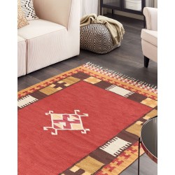 Dywan bawełniany kilim 160 x 230 cm wielokolorowy PARAKAR Dywan bawełniany kilim 160 x 230 cm wielokolorowy PARAKAR