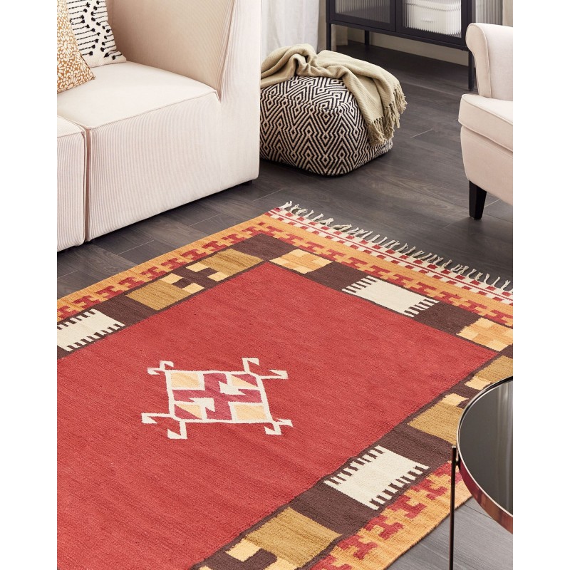 Dywan bawełniany kilim 160 x 230 cm wielokolorowy PARAKAR Dywan bawełniany kilim 160 x 230 cm wielokolorowy PARAKAR