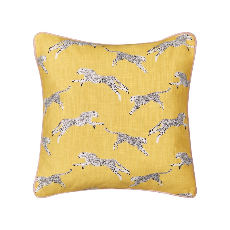 Zestaw 2 poduszek dekoracyjnych ARALES Bawełna 45 x 45 cm Żółty Wzór zwierzęcy Zestaw 2 poduszek dekoracyjnych ARALES Bawełna 45 x 45 cm Żółty Wzór zwierzęcy