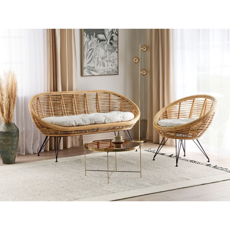 Zestaw ogrodowy dla 3 osób MARATEA Rattan Naturalny Zestaw ogrodowy dla 3 osób MARATEA Rattan Naturalny
