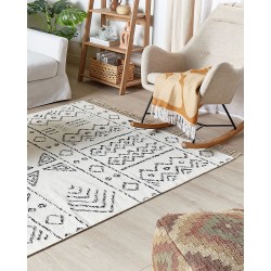 Dywan wełniany 160 x 230 cm biało-czarny ALKENT Dywan wełniany 160 x 230 cm biało-czarny ALKENT