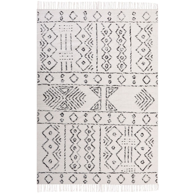 Dywan wełniany 160 x 230 cm biało-czarny ALKENT Dywan wełniany 160 x 230 cm biało-czarny ALKENT