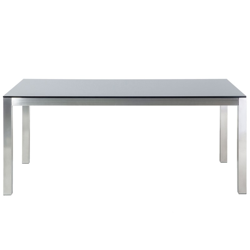 Stół ogrodowy GROSSETO 180 cm 90 cm Szkło hartowane Czarny Stół ogrodowy GROSSETO 180 cm 90 cm Szkło hartowane Czarny