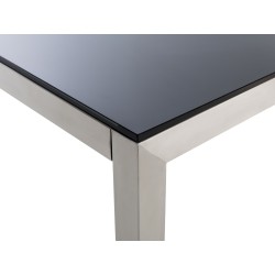 Stół ogrodowy GROSSETO 180 cm 90 cm Szkło hartowane Czarny Stół ogrodowy GROSSETO 180 cm 90 cm Szkło hartowane Czarny