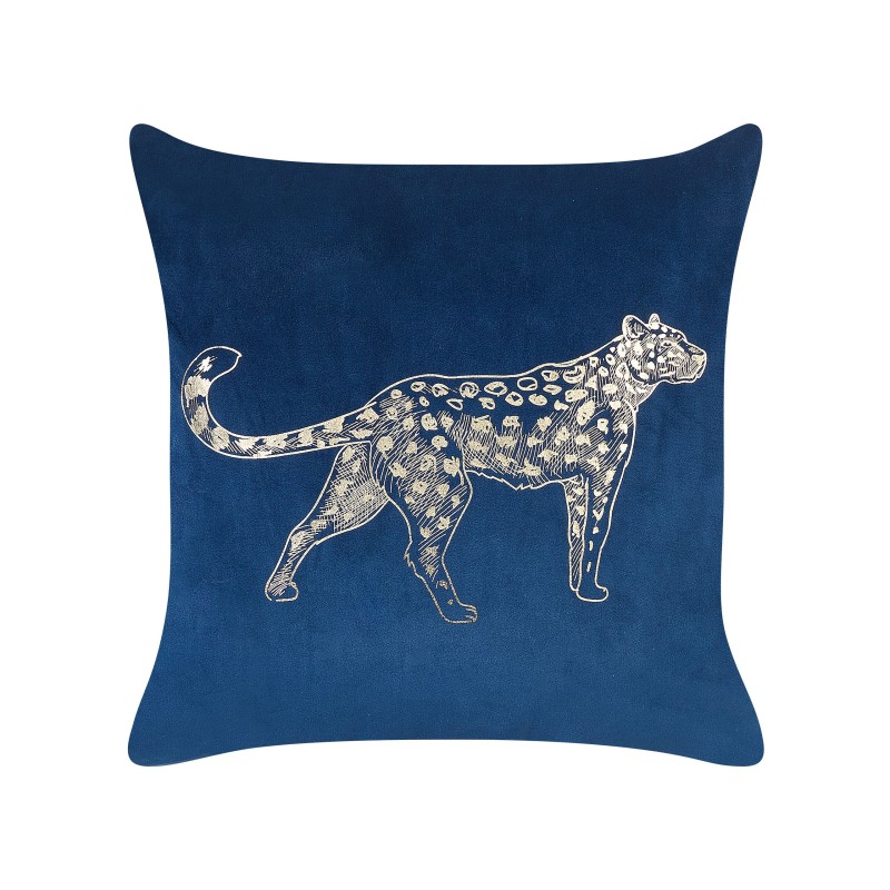 Zestaw 2 poduszek dekoracyjnych MARULA Welur 45 x 45 cm Granatowy Wzór zwierzęcy Zestaw 2 poduszek dekoracyjnych MARULA Welur 45 x 45 cm Granatowy Wzór zwierzęcy