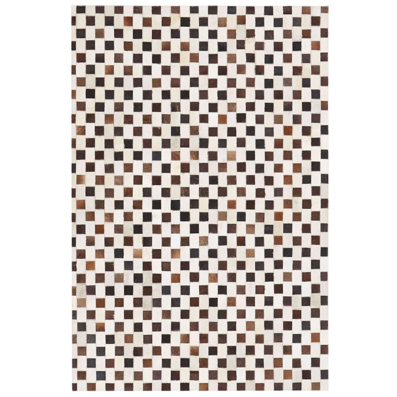 Dywan patchwork skórzany 160 x 230 cm beżowo-brązowy KAYABEY Dywan patchwork skórzany 160 x 230 cm beżowo-brązowy KAYABEY