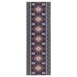 Dywan 80 x 240 cm niebiesko-czerwony KANGAL Dywan 80 x 240 cm niebiesko-czerwony KANGAL