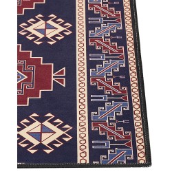 Dywan 80 x 240 cm niebiesko-czerwony KANGAL Dywan 80 x 240 cm niebiesko-czerwony KANGAL