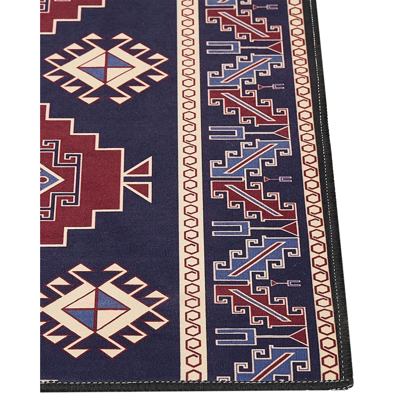 Dywan 80 x 240 cm niebiesko-czerwony KANGAL Dywan 80 x 240 cm niebiesko-czerwony KANGAL