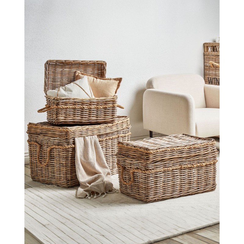 Zestaw 3 koszy GERASA Rattan Naturalny Zestaw 3 koszy GERASA Rattan Naturalny