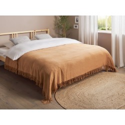 Narzuta na łóżko YERBENT Bawełna 200 x 220 cm Złoty brąz Narzuta na łóżko YERBENT Bawełna 200 x 220 cm Złoty brąz