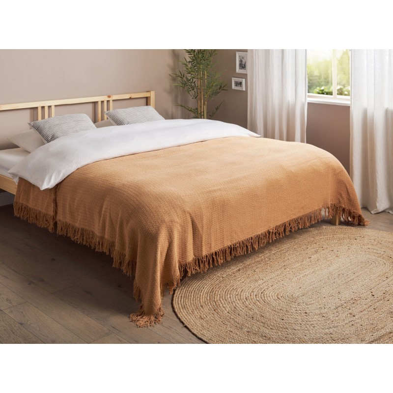 Narzuta na łóżko YERBENT Bawełna 200 x 220 cm Złoty brąz Narzuta na łóżko YERBENT Bawełna 200 x 220 cm Złoty brąz