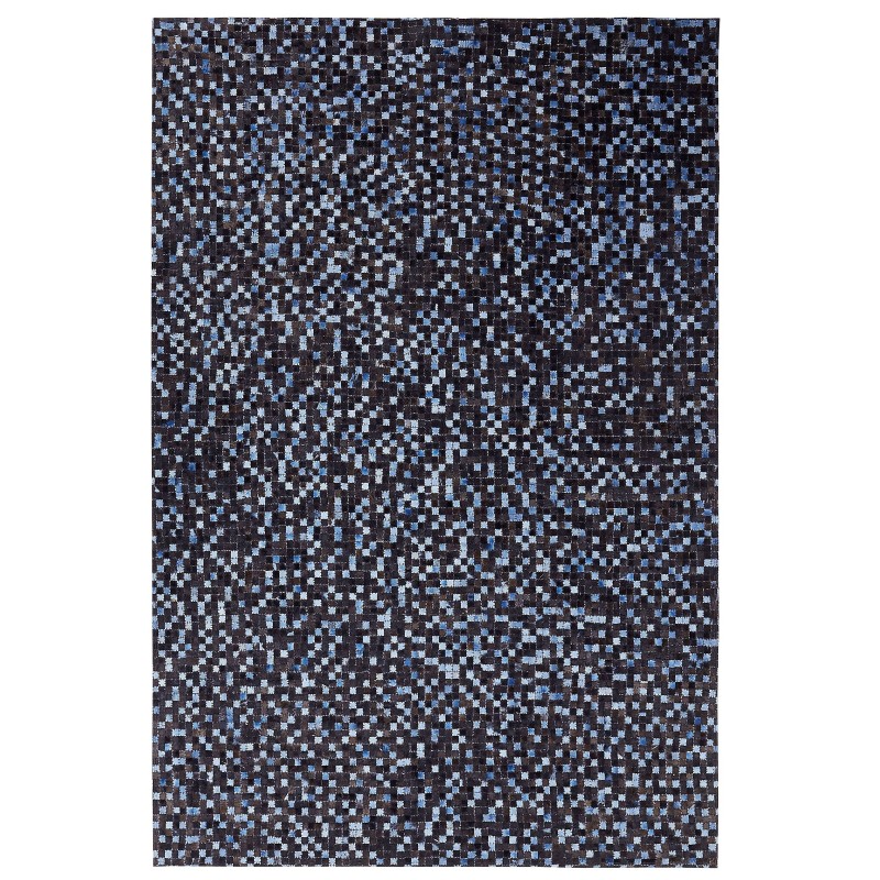 Dywan skórzany 160 x 230 cm brązowo-niebieski IKISU Dywan skórzany 160 x 230 cm brązowo-niebieski IKISU
