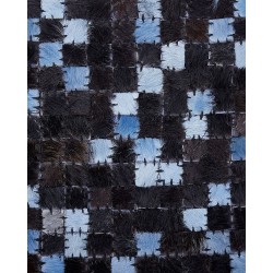 Dywan skórzany 160 x 230 cm brązowo-niebieski IKISU Dywan skórzany 160 x 230 cm brązowo-niebieski IKISU