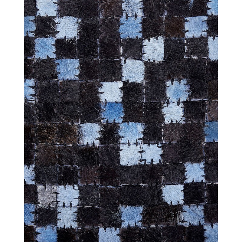 Dywan skórzany 160 x 230 cm brązowo-niebieski IKISU Dywan skórzany 160 x 230 cm brązowo-niebieski IKISU