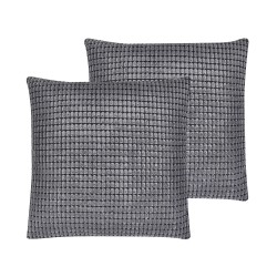 Zestaw 2 poduszek dekoracyjnych ASPIDISTRA Welur 45 x 45 cm Szary Wzór geometryczny