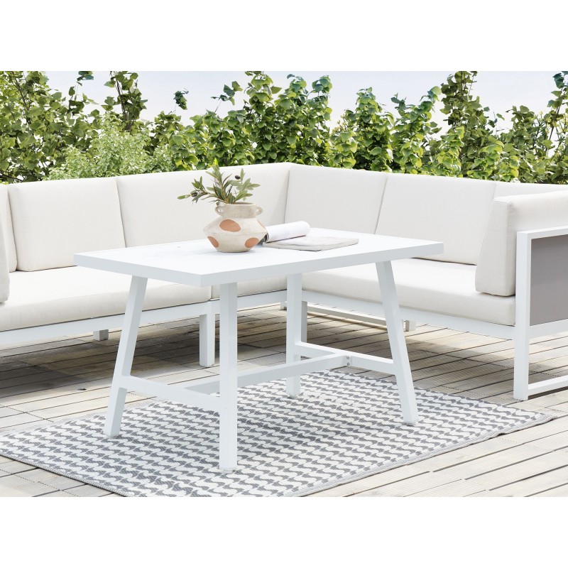 Stół ogrodowy FRATTE 120 cm 64 cm Metal Biały Stół ogrodowy FRATTE 120 cm 64 cm Metal Biały