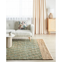Dywan z juty 200 x 300 cm zielony z beżowym TELLIKAYA Dywan z juty 200 x 300 cm zielony z beżowym TELLIKAYA