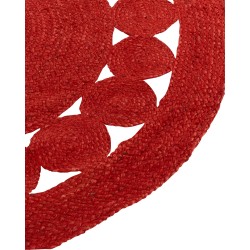Dywan okrągły z juty ø 120 cm czerwony KOYUNLU Dywan okrągły z juty ø 120 cm czerwony KOYUNLU