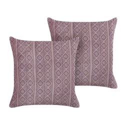 Zestaw 2 poduszek dekoracyjnych SILYBUM Welur 45 x 45 cm Różowy Wzór geometryczny