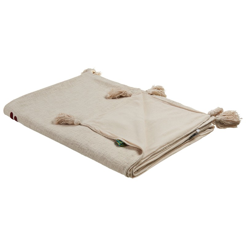 Koc DEOGHAR Bawełna 130 x 180 cm Beżowy Koc DEOGHAR Bawełna 130 x 180 cm Beżowy