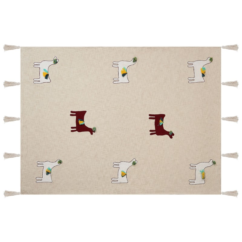 Koc DEOGHAR Bawełna 130 x 180 cm Beżowy Koc DEOGHAR Bawełna 130 x 180 cm Beżowy