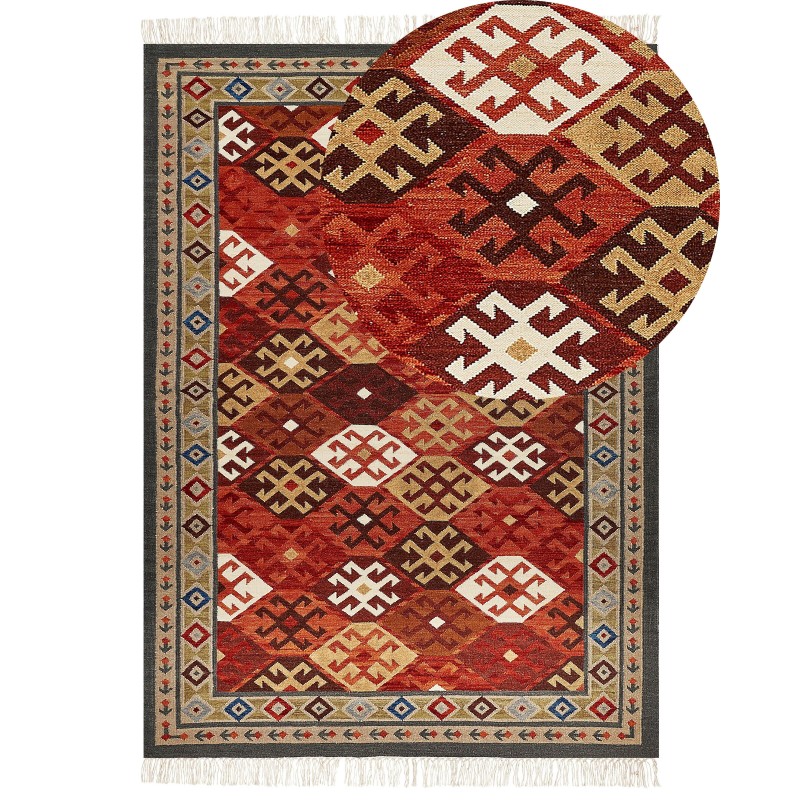 Dywan wełniany kilim 200 x 300 cm wielokolorowy URTSADZOR Dywan wełniany kilim 200 x 300 cm wielokolorowy URTSADZOR