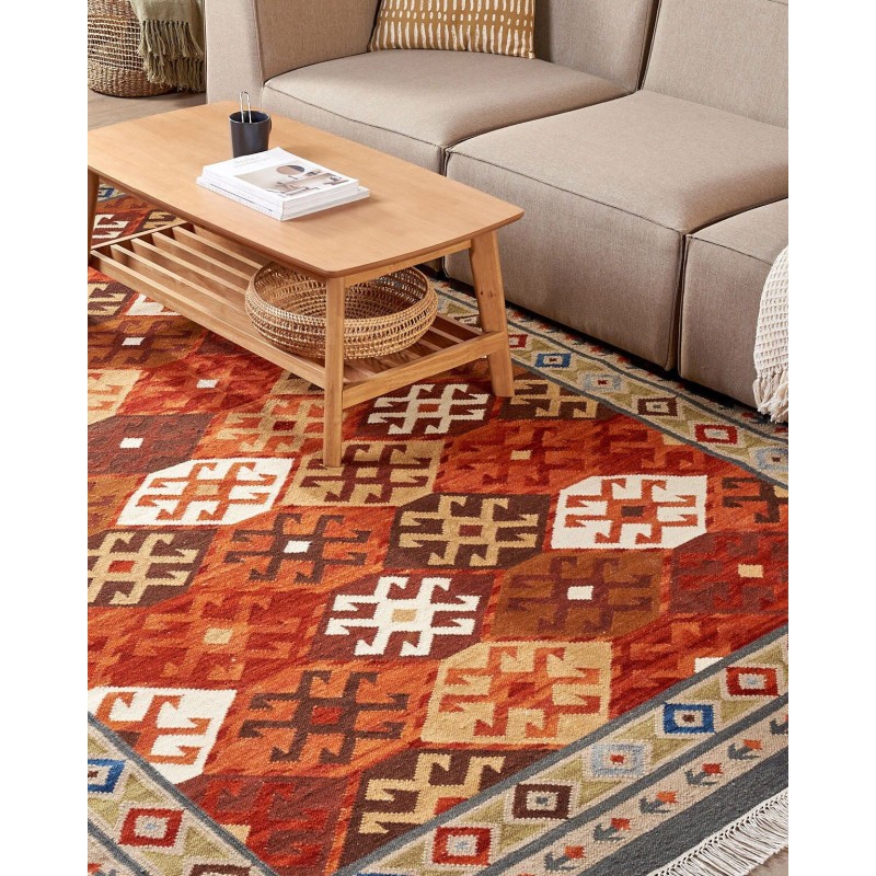 Dywan wełniany kilim 200 x 300 cm wielokolorowy URTSADZOR Dywan wełniany kilim 200 x 300 cm wielokolorowy URTSADZOR