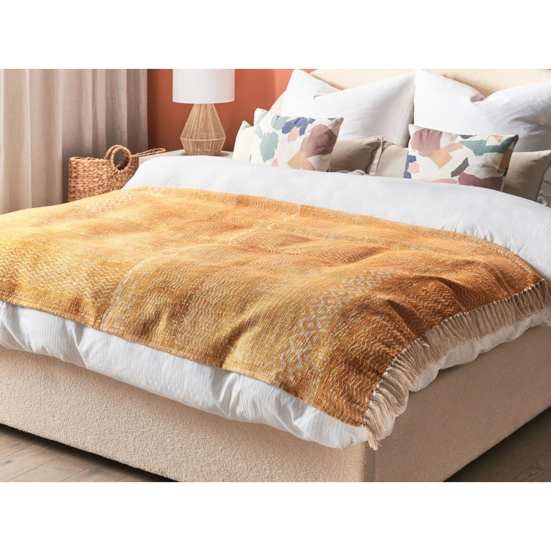 Koc FIROZABAD Bawełna 130 x 180 cm Pomarańczowy Koc FIROZABAD Bawełna 130 x 180 cm Pomarańczowy