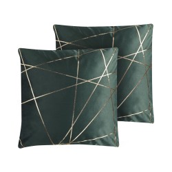 Zestaw 2 poduszek dekoracyjnych PINUS Welur 45 x 45 cm Ciemnozielony Wzór geometryczny
