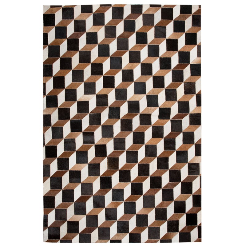 Dywan patchwork skórzany 140 x 200 cm brązowy ALPKOY Dywan patchwork skórzany 140 x 200 cm brązowy ALPKOY