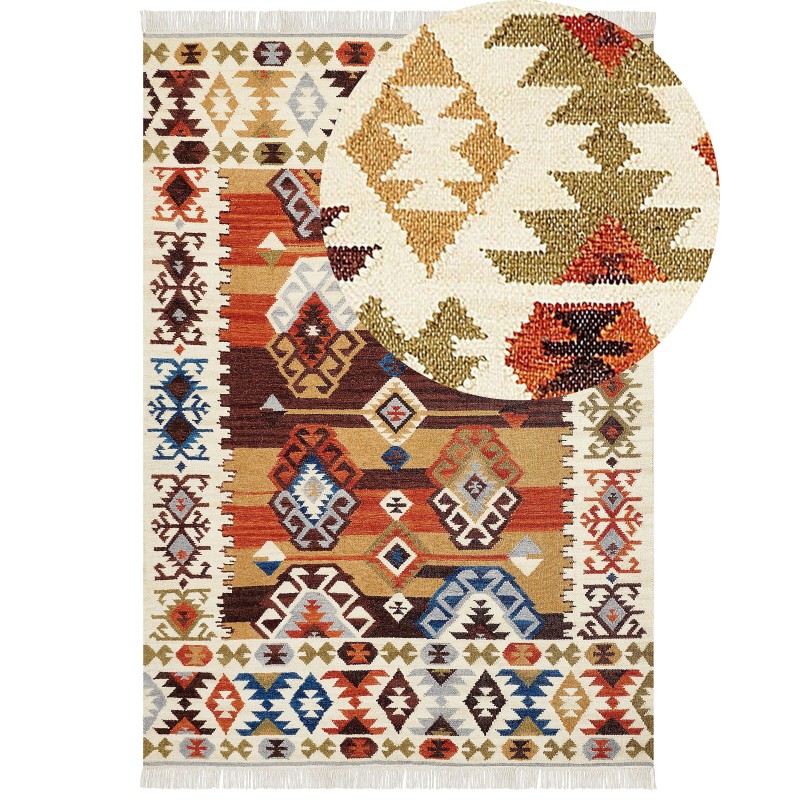 Dywan wełniany kilim 200 x 300 cm wielokolorowy VOSKETAP Dywan wełniany kilim 200 x 300 cm wielokolorowy VOSKETAP
