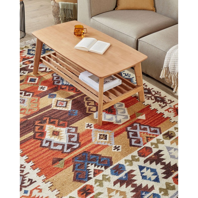 Dywan wełniany kilim 200 x 300 cm wielokolorowy VOSKETAP Dywan wełniany kilim 200 x 300 cm wielokolorowy VOSKETAP